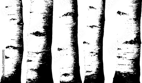 Abstract birch tree trunks with high contrast stencil design for nature-inspired art