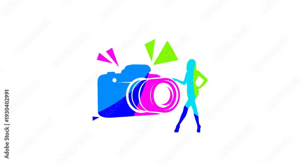 Fototapeta premium Colorful camera and photographer logo.
