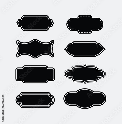 Vintage minimnalist monochrome black and white label shape frame