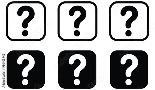 Question mark sign symbol icon collection for support system, help center, FAQ question mark, inquiry solution, and information guidance design vector