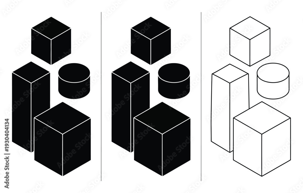 Obraz premium Geometric 3D Shapes Vector Illustration