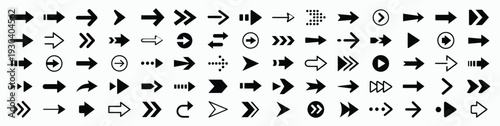 Collection of various black arrows and pointers on white background