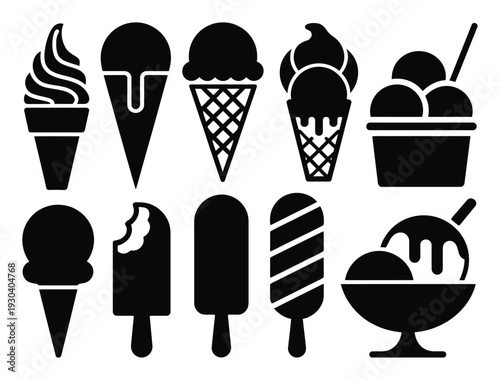 Ice Cream Silhouette Collection Vector Illustration