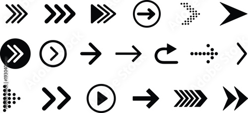 Modern Simple Arrows  Black Arrows Set Icons Arrow Icon and Arrow Vector Collection with Cursor Vector for web App UI UX design 