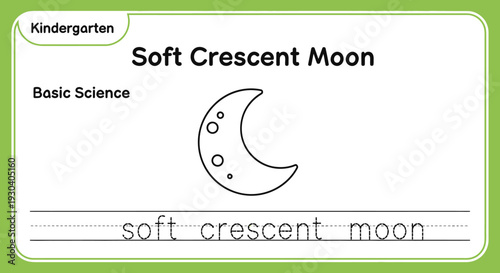Kindergarten Basic Science Soft Crescent Moon Coloring Page for Kids