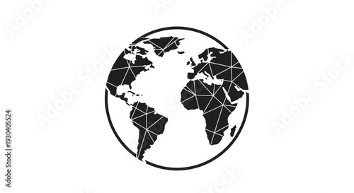 Black and white world map globe.