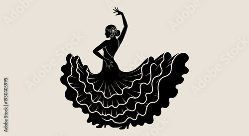 Flamenco Dancer Silhouette – Spanish Traditional Dance Vector Illustration