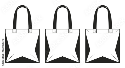 Tote Bag Vector Illustration Set