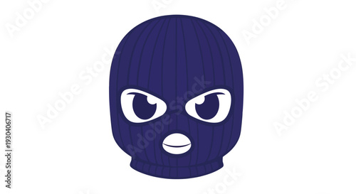 Balaclava illustration, vector style graphic, isolated on white, crime concept, bandit mask