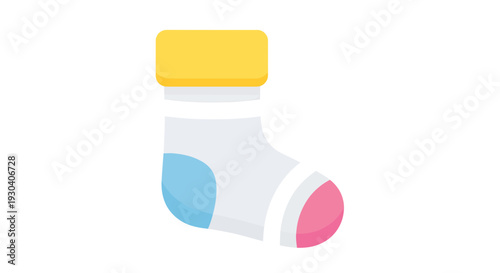 Baby sock vector illustration, flat design, for baby shower, textile, clothing, isolated on white, design element