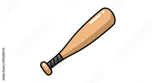 Baseball bat vector illustration, flat design, for sports and games, isolated.
