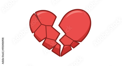 Broken Heart Vector Illustration, Emotional Damage Concept, Love and Loss Design, Flat Style