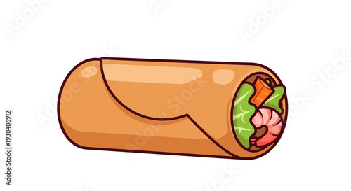 Burrito Vector Illustration, Food Graphic, Mexican Cuisine, Delicious Meal, Isolated Design