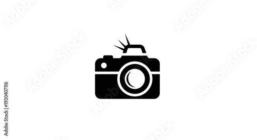 Black and white digital camera icon.
