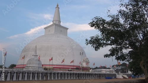 Ruvanvelisei's ancient Dagoba on a summer day. Anuradhapura, Sri Lanka