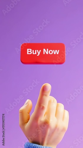buy now icon 3d render red button
