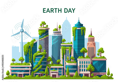 Sustainable Green City with Renewable Energy for Earth Day
