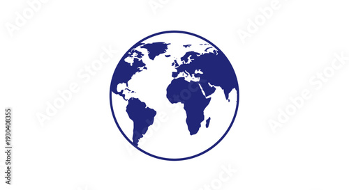 Blue Globe Earth Planet Icon.