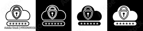 Password Icon In Flat Version On Black And White Background