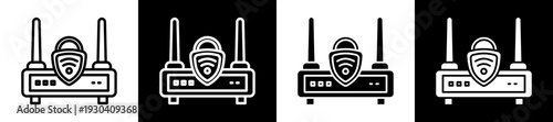 Internet Icon In Flat Version On Black And White Background