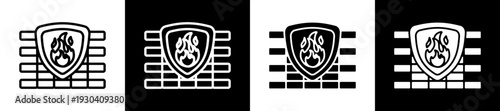 Firewall Icon In Flat Version On Black And White Background