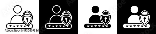 Password Icon In Flat Version On Black And White Background