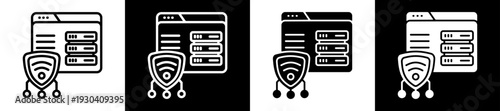 Internet Security Icon In Flat Version On Black And White Background