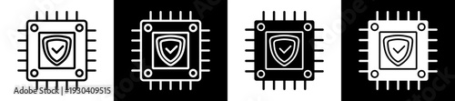 Cpu Icon In Flat Version On Black And White Background