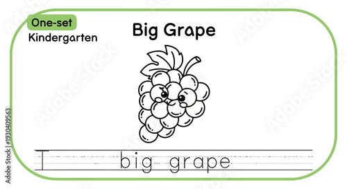 Big Grape Coloring Page for Kindergarten: Learn to Write 'Big Grape'