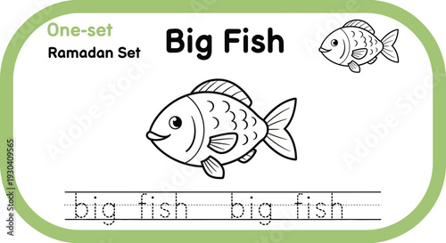 Big Fish Coloring Page for Kids: Learn to Write "Big Fish" - Ramadan Education