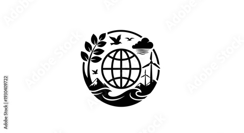 Earth Globe Eco Friendly Symbol Design.