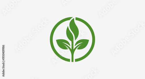 Green Plant Eco Icon – Sustainable Nature Leaf Vector Illustration