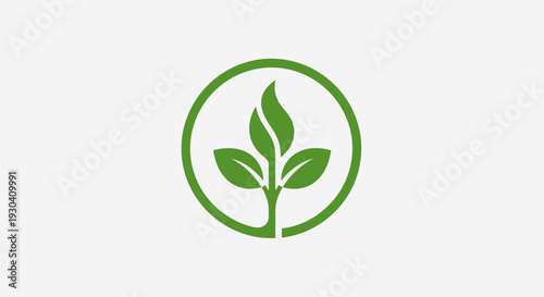 Green Plant Eco Icon – Sustainable Nature Leaf Vector Illustration