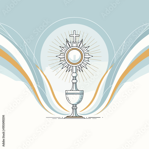 Stylized Illustration of a Monstrance on a decorative background