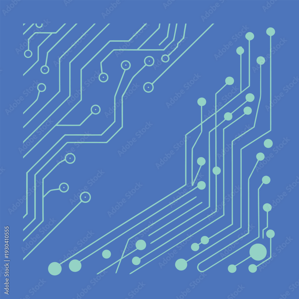 Fototapeta premium Minimal Electric Circuit Board Outline Vector PCB Line Art Illustration
