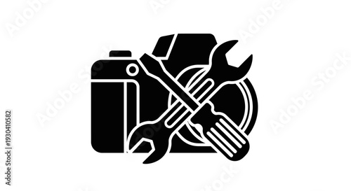 Black and white tools icon set.