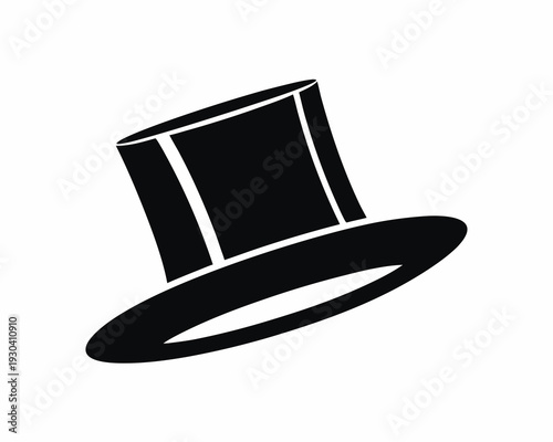Tilted Magician Hat silhouette vector illustration  isolated on white background