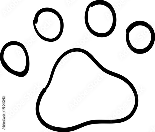 Cute pet paw print, foot mark, trail silhouette