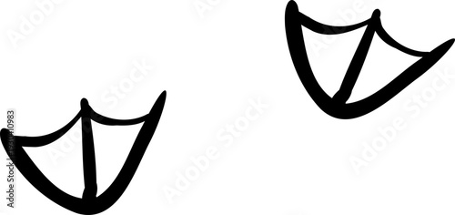 Bird paw foot Print mark, chicken mark silhouette