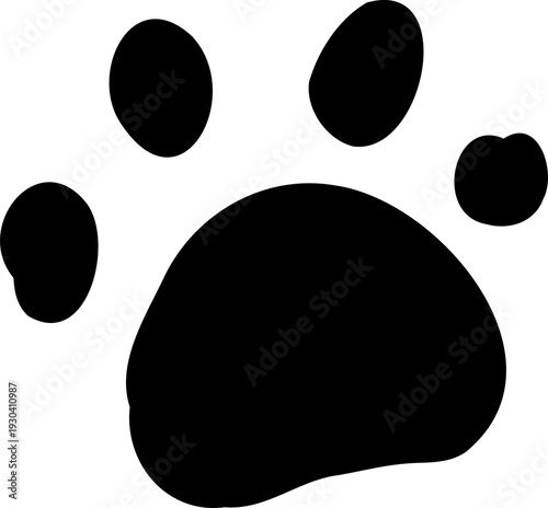 Cute pet paw print, foot mark, trail silhouette