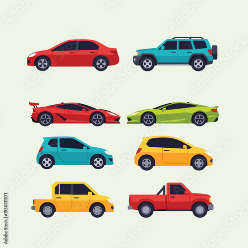 Pixelated array of automobiles, showing various car types and colors
