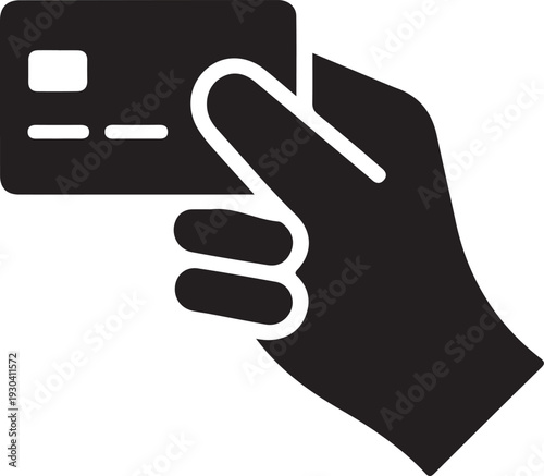 Person holding a credit card with a finger pointing at it