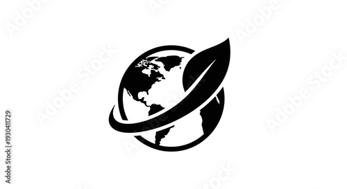 Black and white earth globe icon.
