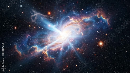 Astronomical Nebula with Bright Starburst and Cosmic Dust in Deep Space