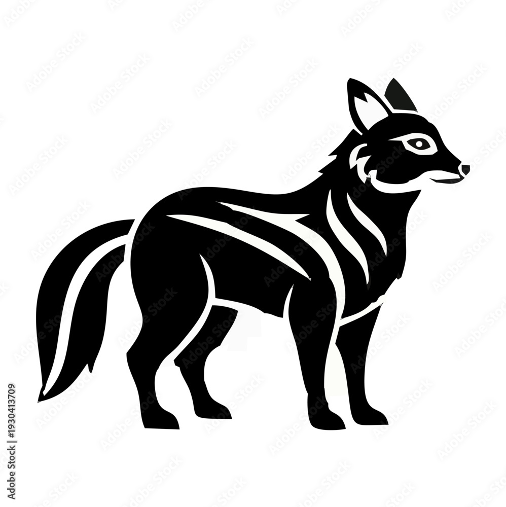 Fototapeta premium Srg2.eps Fox silhouette vector illustration, black and white standing wild animal icon isolated on white background