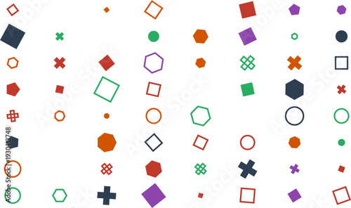 pattern grid horizontal Geometric shapes colorful background with various forms