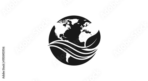 Black and white earth globe icon.