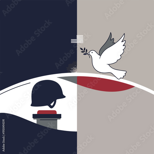 Symbolic illustration representing war versus peace