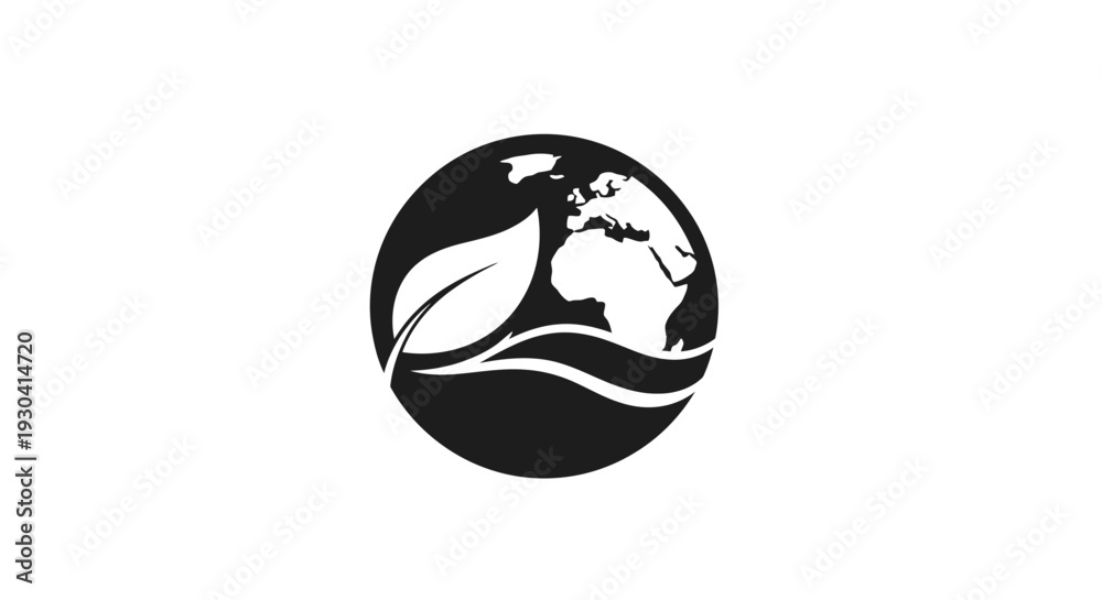 Obraz premium Black and white earth globe icon.