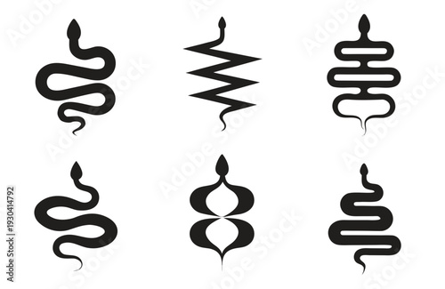  Wild Snake Silhouette Icon set Vector Graphic